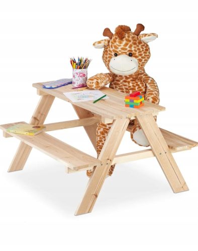  Kinder-Picknicktisch-Set aus Kiefernholz Relaxdays 10026031
