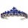  Goldenes Hochzeitsdiadem, Tiara, Krone mit kornblumenblauen Steinen und Zirkonen