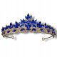  Goldenes Hochzeitsdiadem, Tiara, Krone mit kornblumenblauen Steinen und Zirkonen