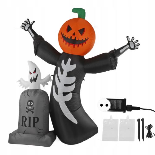  1,8 m langer aufblasbarer Kürbisgeist, leuchtendes Halloween