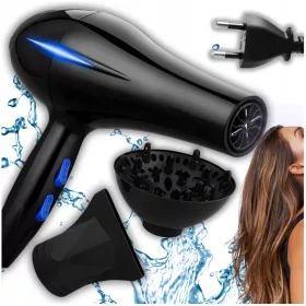    PRO-HAARTROCKNER, LEISTUNGSSTARKE IONISATION + DIFFUSOR- UND KONZENTRATOR-SET 3in1
