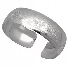  Steifes Silberarmband mit Blumen, 925er Silber