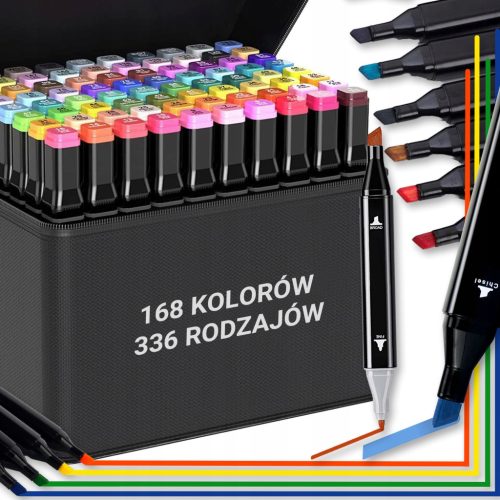  DOPPELSEITIGE ALKOHOLMARKER, TRIPS, MARKIERER, STIFTE, 168 FARBEN