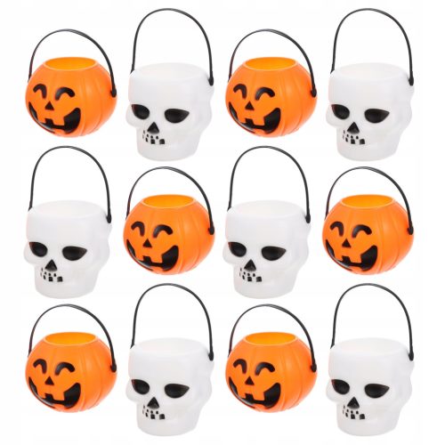 12 Stück Totenkopf-Kürbis-Eimer, Tricktöpfe, Süßigkeitenhalter
