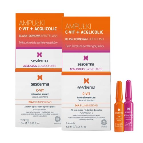 SESDERMA SET FLASH EFFECT mit Acglicolic & C-VIT Ampullen