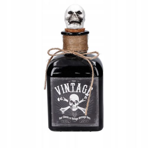  Schwarze Glasflasche mit Halloween-Totenkopf