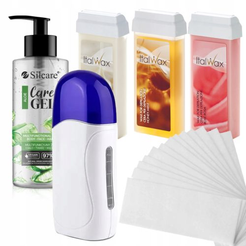  ItalWax Haarentfernungsset HEATER 3x Wachsrolle 100ml + GEL-STREIFEN