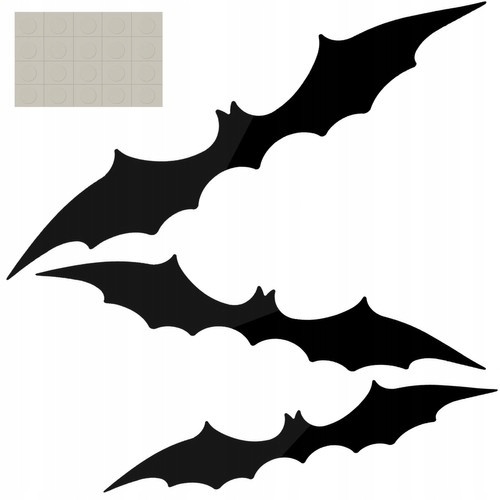  Halloween-Fledermaus-Dekoration, schwarze Folie, Set x 3 Ornamente
