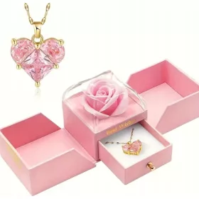    Ewige Rose in Glas Halskette für Frauen als Valentinstagsgeschenk