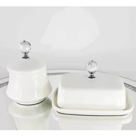    Glamour-Set Zuckerdose Butterdose WEISS home&you mit Glamour-Kristall