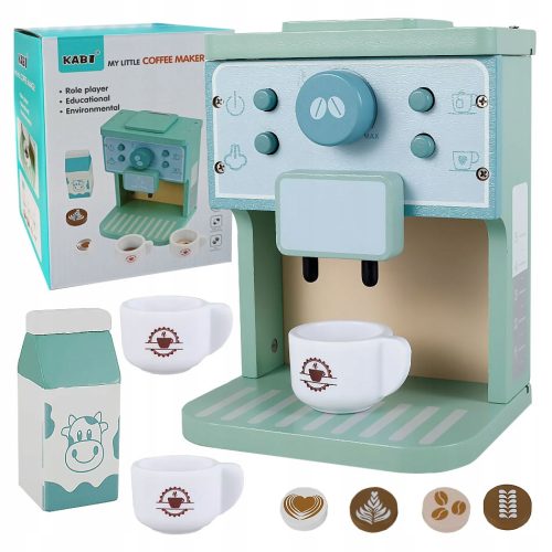  KAFFEEMASCHINE AUS HOLZ FÜR KINDER, AUTOMATISCHE HAUSHALTSGERÄTE, KAFFEETASSEN