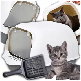    GROSSER GESCHLOSSENER INNEN-Katzentoilettentrainer, Filter, Spaper, XXL