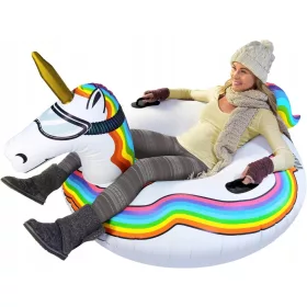    AUFBLASBARE RUTSCHE RAD SCHNEESCHLITTEN EINHORN 120 CM GOFLOATS
