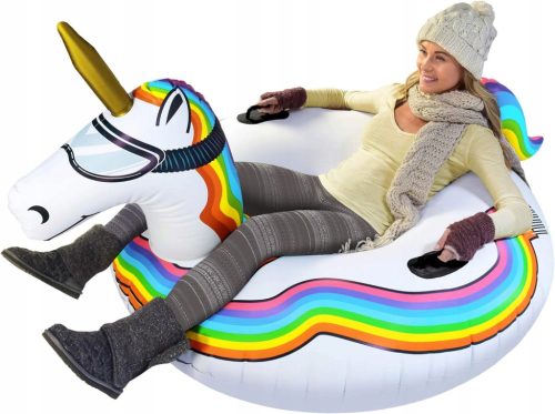  AUFBLASBARE RUTSCHE RAD SCHNEESCHLITTEN EINHORN 120 CM GOFLOATS
