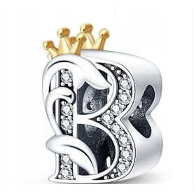    Stilvoller Charms-Anhänger Buchstabe B mit Krone S925 – Eleganz Ihres Schmucks