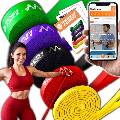  Set mit 5 Gummi-Widerstandsbändern für Powerband-Trainingsübungen. HOHE QUALITÄT