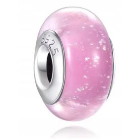  Charm-Anhänger aus rosafarbenem Muranoglas, Silber S925