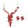  Set aus roter Halskette und Ohrringen mit Zirkonen