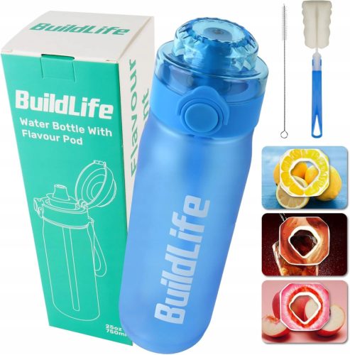  BuildLife Sportwasserflasche mit einem Fassungsvermögen von 750 ml mit 3 Kapseln Blau