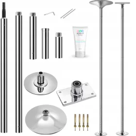  Pole Dance Stange + Kreide | Silber | Mit ACRO4F-Festlager