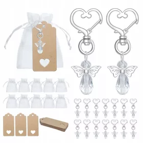   30 Sets GESCHENKE FÜR GÄSTE ZUR TAUFE SCHUTZENGEL + TASCHE UND ANHÄNGER