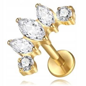  TITAN-GOLD-LABRET-OHRRING HELIX-OHR MIT 5 ZIRKONIA 1,2/6