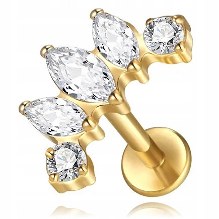  TITAN-GOLD-LABRET-OHRRING HELIX-OHR MIT 5 ZIRKONIA 1,2/6