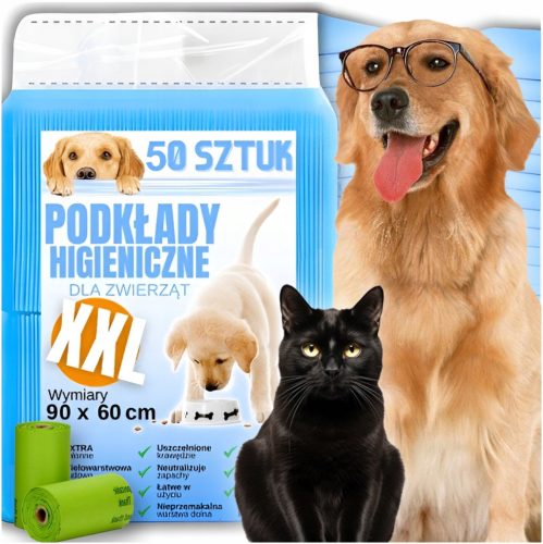  HYGIENE-PADS-MATTEN FÜR HUNDE, DIE PINSEL LERNEN XL 90x60 cm DICK 50 ST