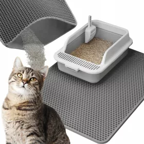    SEHR GROSSE KLASSEMATTE Zweilagige Katzenunterlage, GRAU 75x55