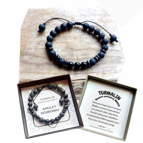  Schutz für Männer TALISMAN TOURMALINE Lavasteine Armband 17-25 cm