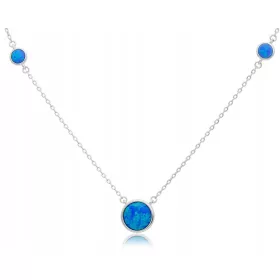  Damen-Silberhalskette mit blauem Opal, 925er Silber