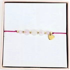    Liebes- und Glücksarmband, Rosenquarz-Herz an einer rosa Schnur