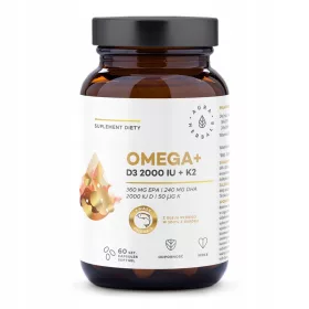   Omega+ Vitamin D3 2000 IU + K2 in Softgel Kapseln von Aura Herbals - 60 Stück