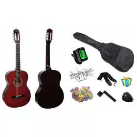   KLASSISCHE GITARRE 4/4 SEVILLA NATUR GLOSS + ZUBEHÖR + KOSTENLOSE GESCHENKE