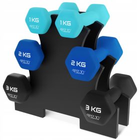   Hantelset für Fitnessübungen, Hanteln + Ständer, 4FIZJO, 12 kg