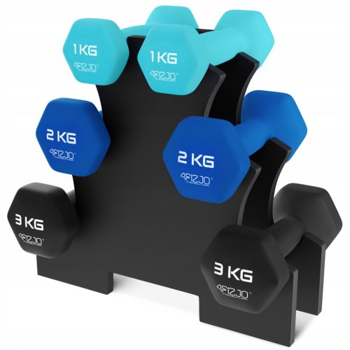 Hantelset für Fitnessübungen, Hanteln + Ständer, 4FIZJO, 12 kg