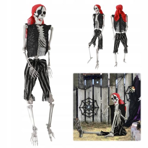  165 cm Piraten-Stil, Simulationsskelett-Requisite, bewegliche Gelenke, Halloween-Dekoration