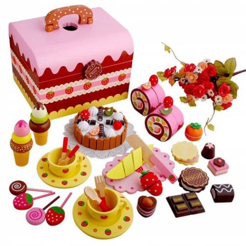 HOLZKISTE MIT SÜSSIGKEITEN KUCHEN ZUM AUSSCHNEIDEN TURNISH KREATIV-SET
