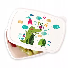    Eine Kindergarten-Lunchbox für ein Kind mit Märchenfigur und Namen