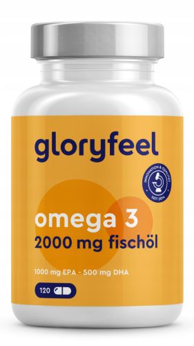 Omega-3 Kapseln Hochdosiert von Gloryfeel - 120 Kapseln für Herz und Gehirnunterstützung