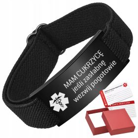    Armband für DIABETES, verstellbares, bequemes Gummiband + Stahl