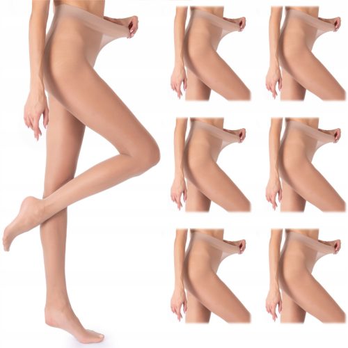  6x SKIN NATURAL 20den Strumpfhosen, dünn, MATT, 3/4