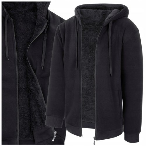  Isoliertes Herren-Sweatshirt mit Bärenfell-Reißverschluss – Schwarz – XL