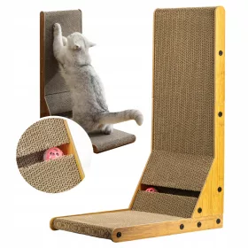    Karton-Katzenkratzer, groß, mit Kugel, an der Wand stehend, Holz, 60x40