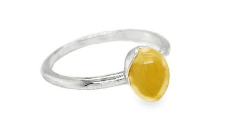  ZARTER silberner Bernsteinring, SILBERGRÖSSE 20, OVAL, MILCHFILM