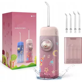  DENTAL AKKU-ZAHNBEWÄSSERUNG FÜR KINDER 4 DÜSEN ROSA