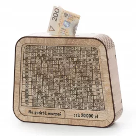    Geschenk zum 18., 30., 40., 50., 60. Geburtstag. Scroll-out-Sparschwein-Geschenkziel: 10.000