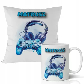    GESCHENK – BECHER + KISSEN-SET – VERSCHIEDENE DESIGNS – SPIELER-GAME-PAD-KONSOLE