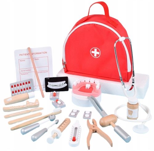  Lechang Toys kleines Arztset, Holz, rot, 23-tlg.