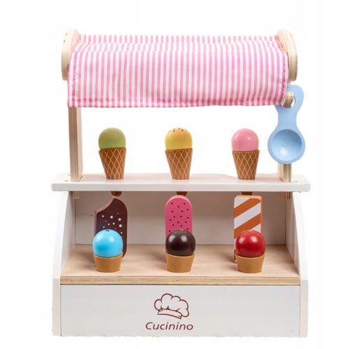 Eisdielen-Set aus Holz mit Baldachin für Kinder, Eis am Magneten XXL